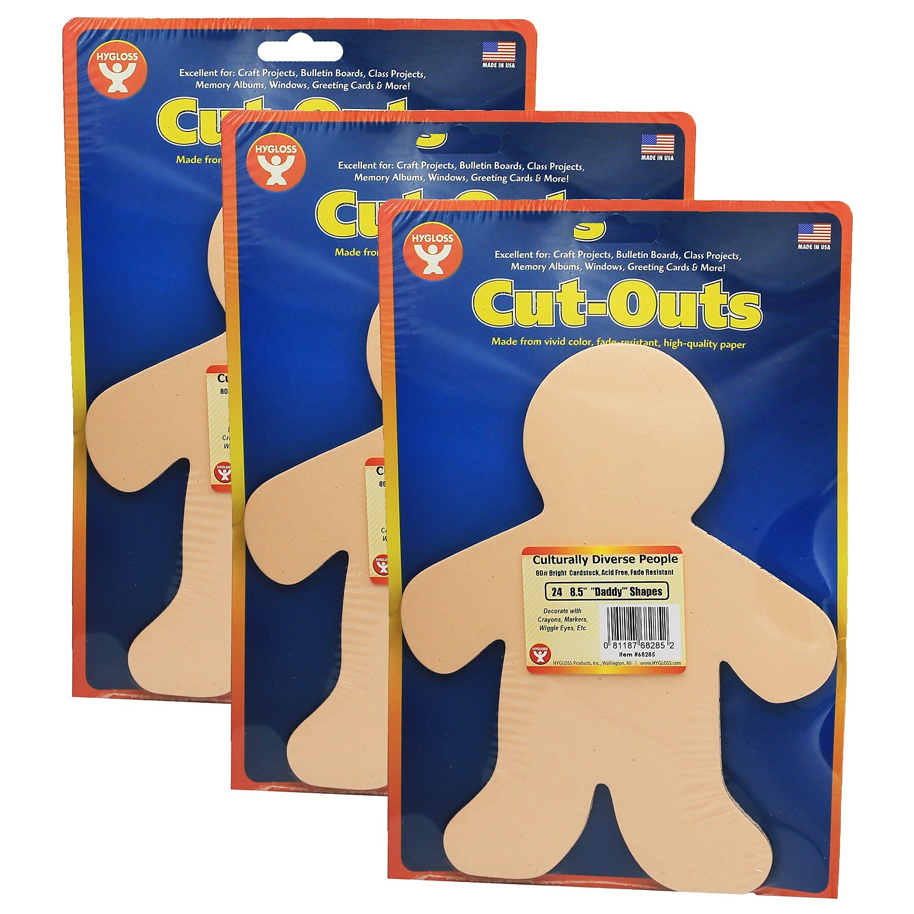 Hygloss Rainbow Brights Family Cut-Outs, 8.5", Assorted, 24 Per Pack, 3 Packs (HYG68285-3)