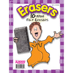 Kagan Mini Block Shaped Felt Erasers, Black, 10/Pack, 6 Packs (KA-WSER-6)