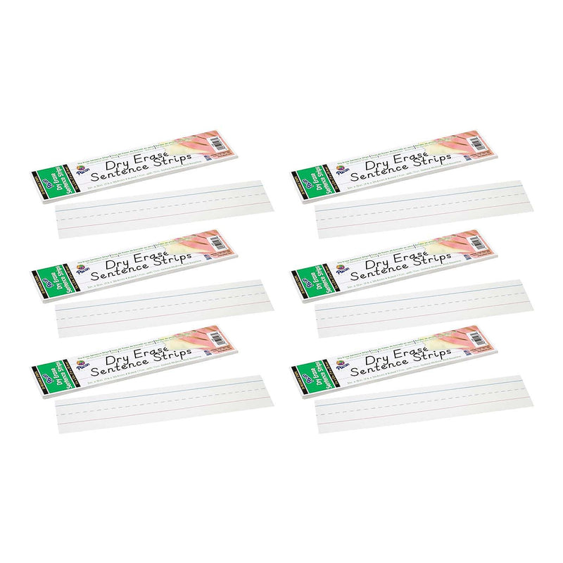 Pacon Dry Erase Sentence Strips, 3" x 12", White, 30 Per Pack, 6 Packs (PAC5187-6)