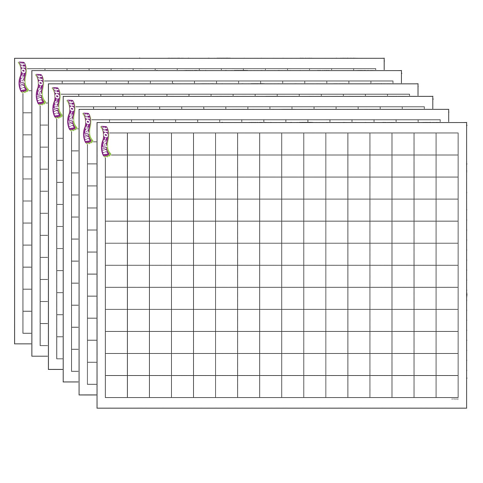 TREND Graphing Grid Small Squares Wipe-Off Chart, 17" x 22", Pack of 6 (T-27305-6)