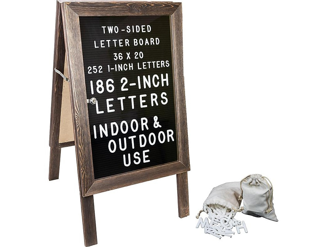 Excello Global Products Changeable Message Indoor/Outdoor Sidewalk Sign, 20" x 36", Black/Wood (EGP-HD-0084)