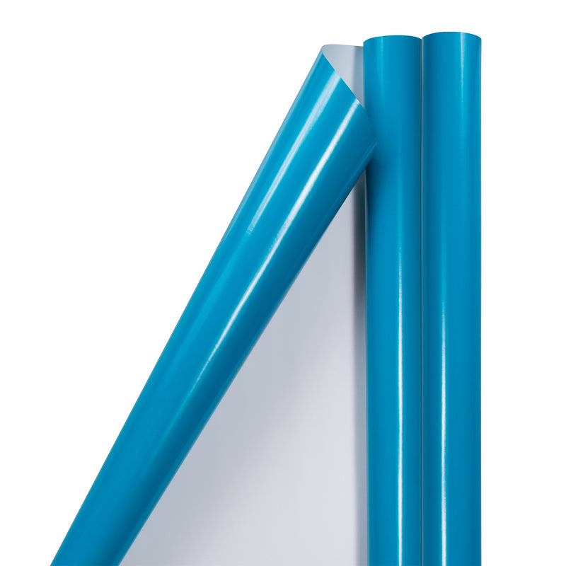 JAM Paper Wrapping Paper, 25 Sq. ft. x 30", Bright Blue, 2/Pack (165S25BUA)