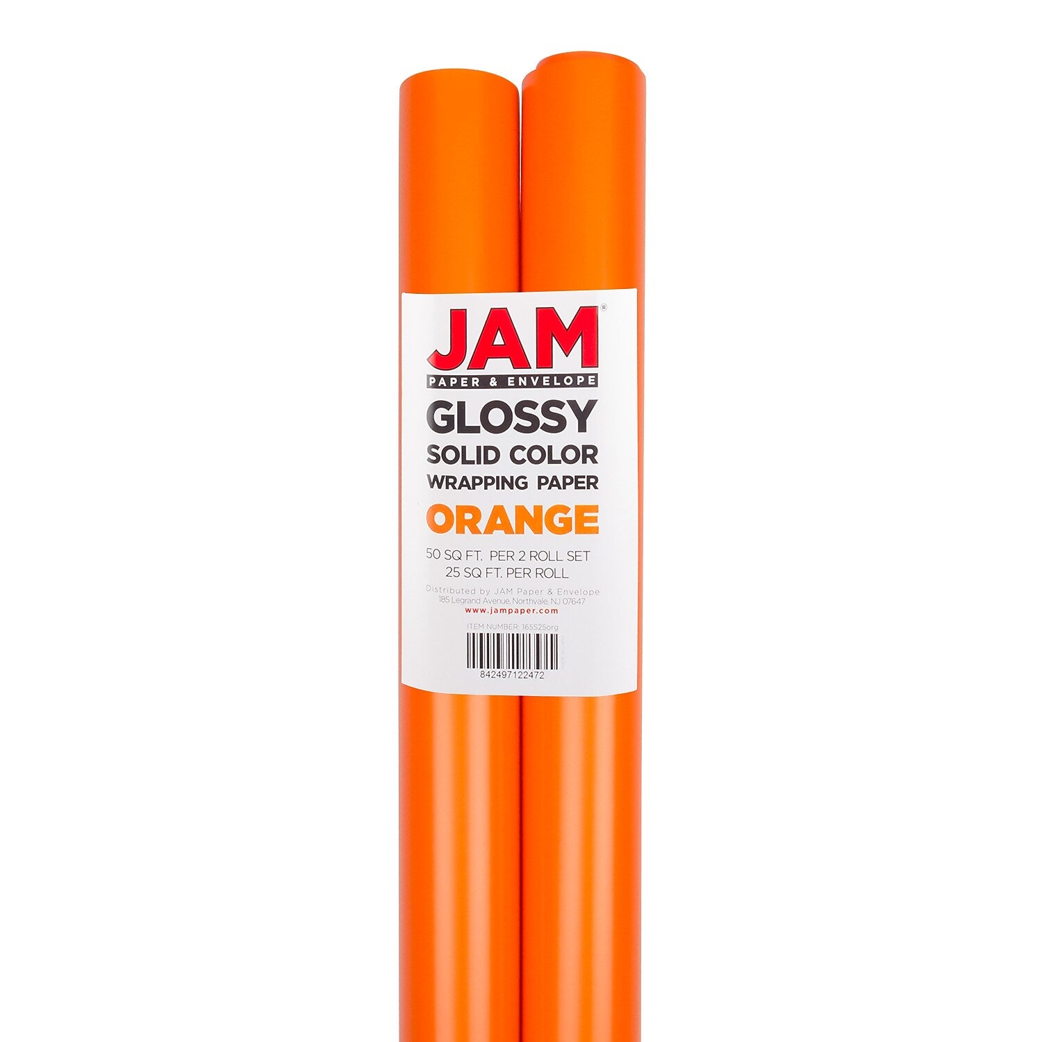 JAM Paper Wrapping Paper, 25 Sq. ft. x 30", Orange, 2/Pack (165S25ORG)