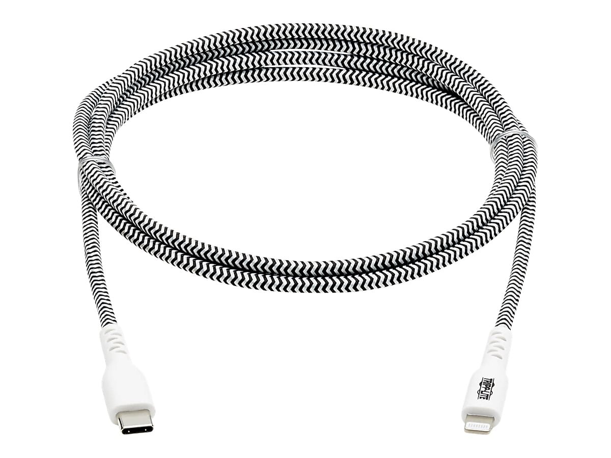 Tripp Lite Lightning USB Cable for Most Smartphones, Black/White (M102-010-HD)