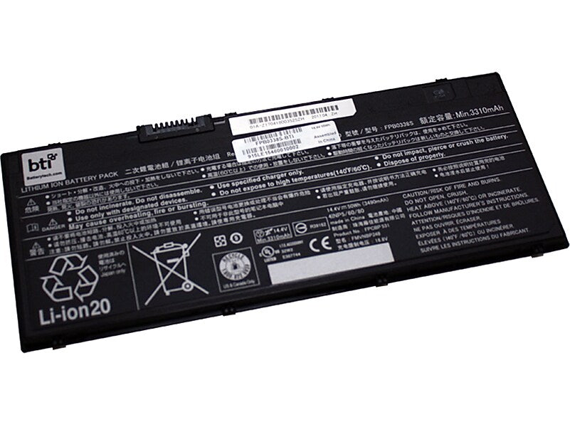 Battery Technology Li-Ion Replacement Battery for Fujitsu Laptops, 3490mAh (FPB0338S-BTI)