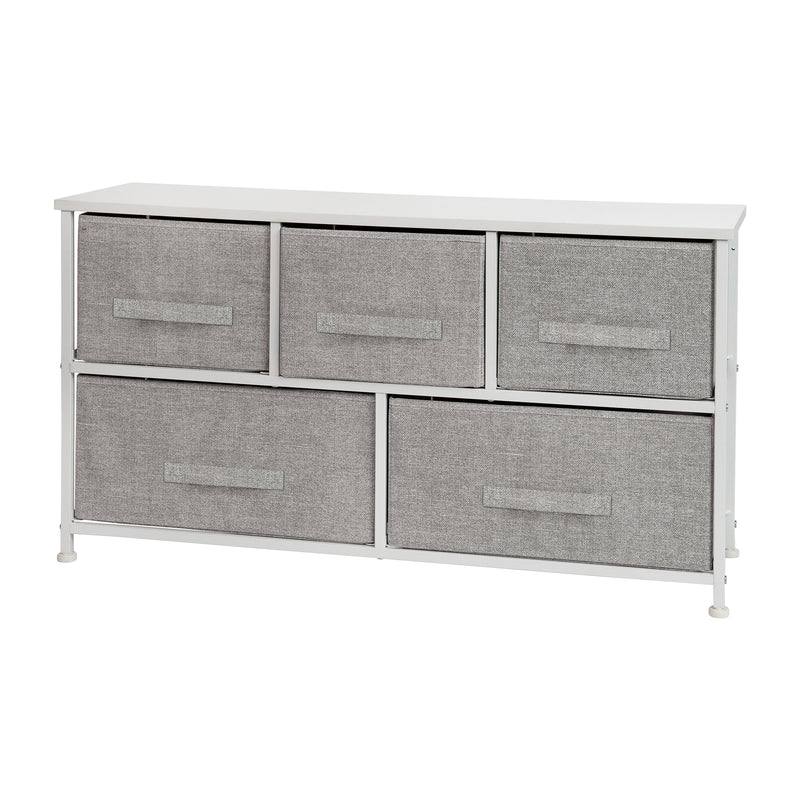 Flash Furniture 5 Drawer Vertical Storage Dresser, White/Light Gray (WX5L206XWHGR)