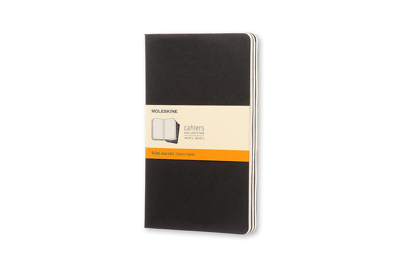 Moleskine Cahier Journal, 5" x 8.25", Narrow Ruled, Black, 80 Pages, 3/Pack (704956)