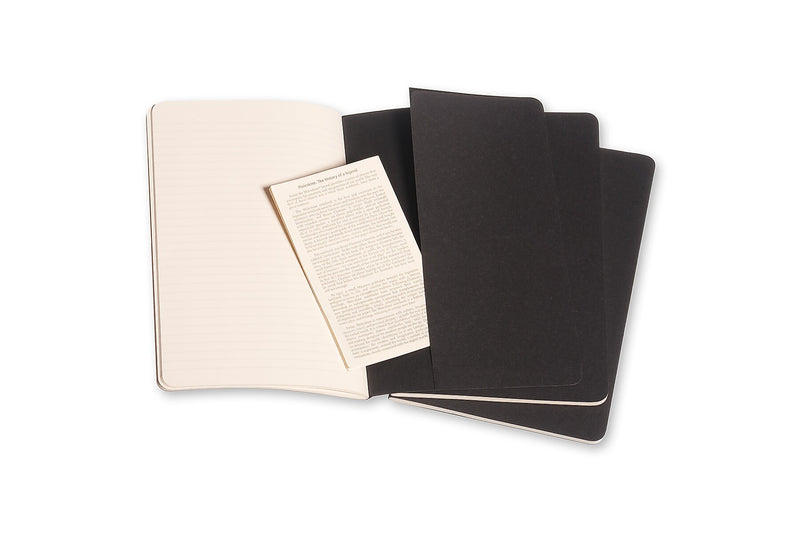 Moleskine Cahier Journal, 5" x 8.25", Narrow Ruled, Black, 80 Pages, 3/Pack (704956)