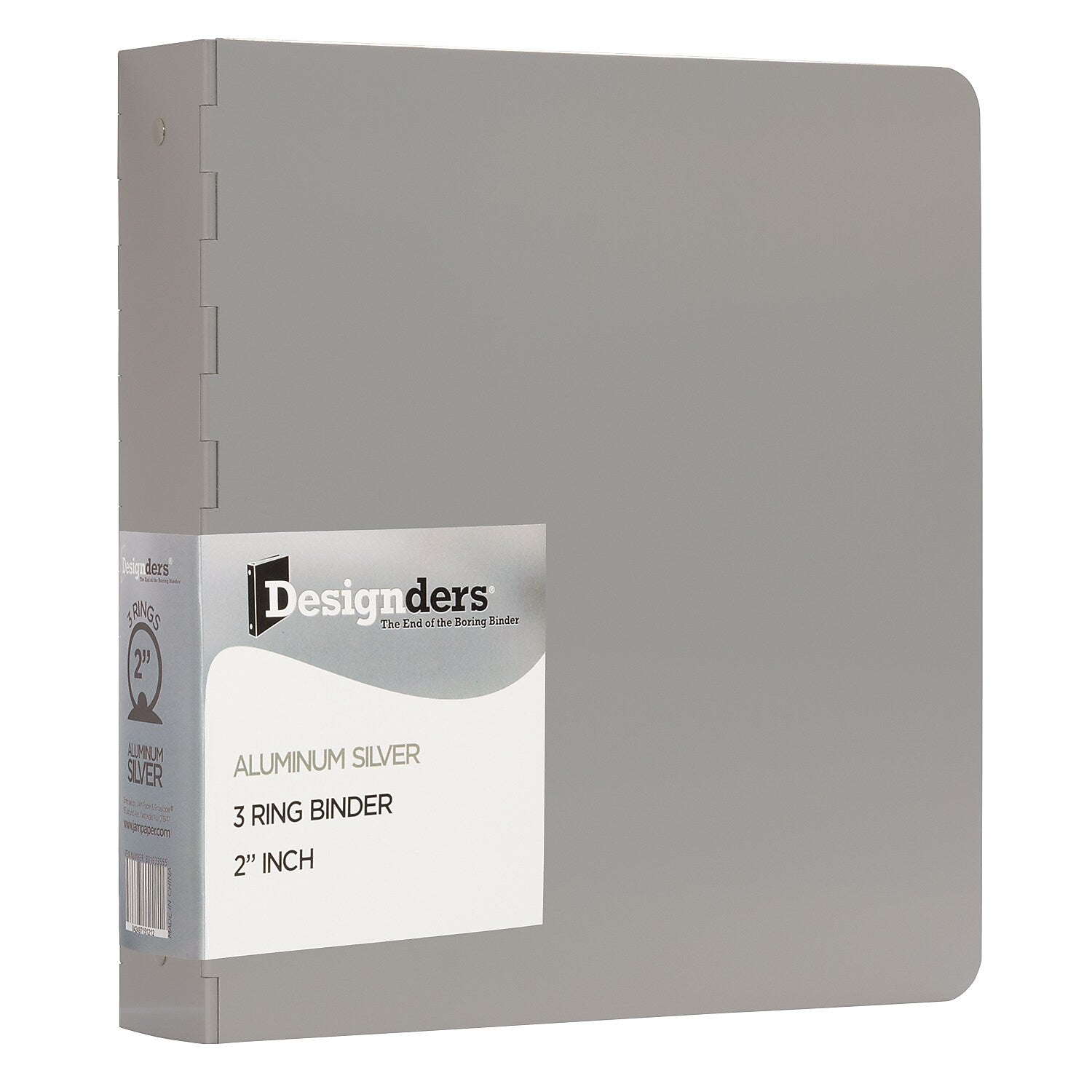 JAM Paper Heavy Duty 2" 3-Ring Non-View Binder, Silver Aluminum (301933555)