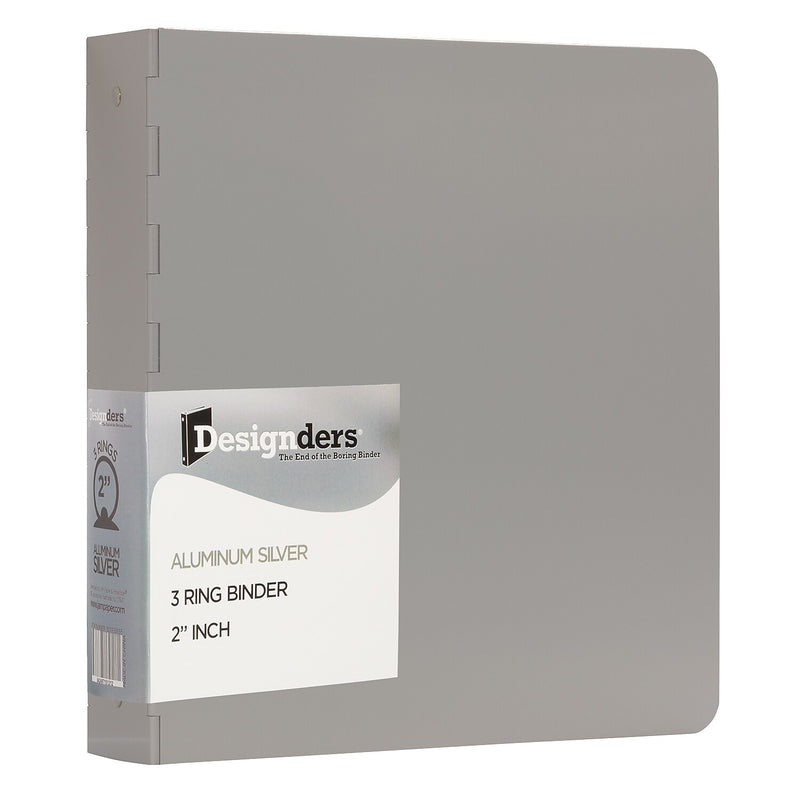 JAM Paper Heavy Duty 2" 3-Ring Non-View Binder, Silver Aluminum (301933555)