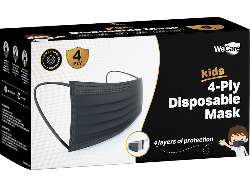 WeCare Disposable Face Mask, Kids, Black, 50/Pack (WMN100124)