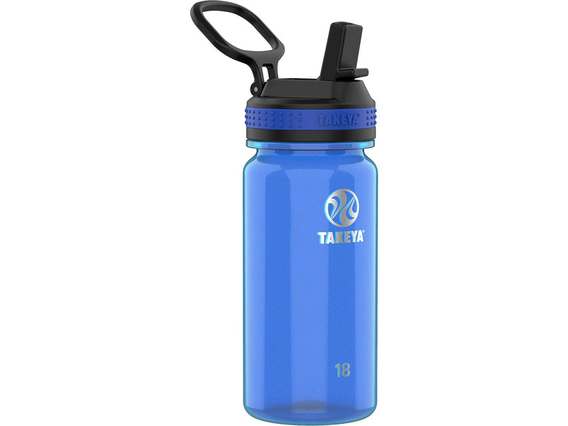 Takeya Tritan Plastic Water Bottle, 18 oz., Black/Royal, 2/Pack (51464)