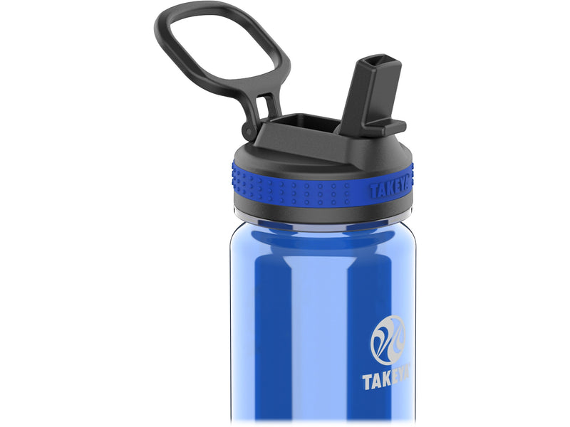 Takeya Tritan Plastic Water Bottle, 18 oz., Black/Royal, 2/Pack (51464)