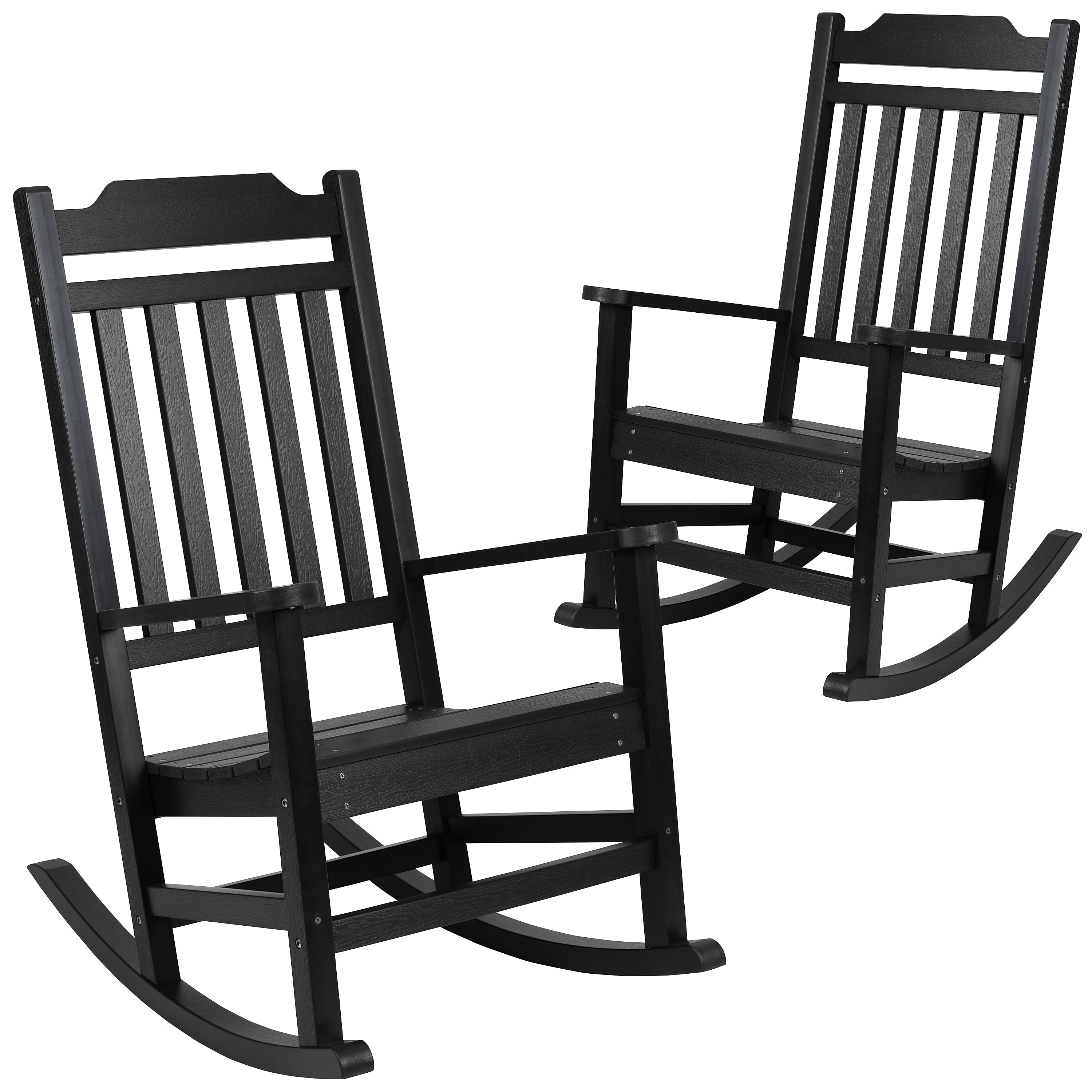 Flash Furniture Winston All-Weather Rocking Chair, Black Faux Wood, 2/Pack (2JJC14703BK)
