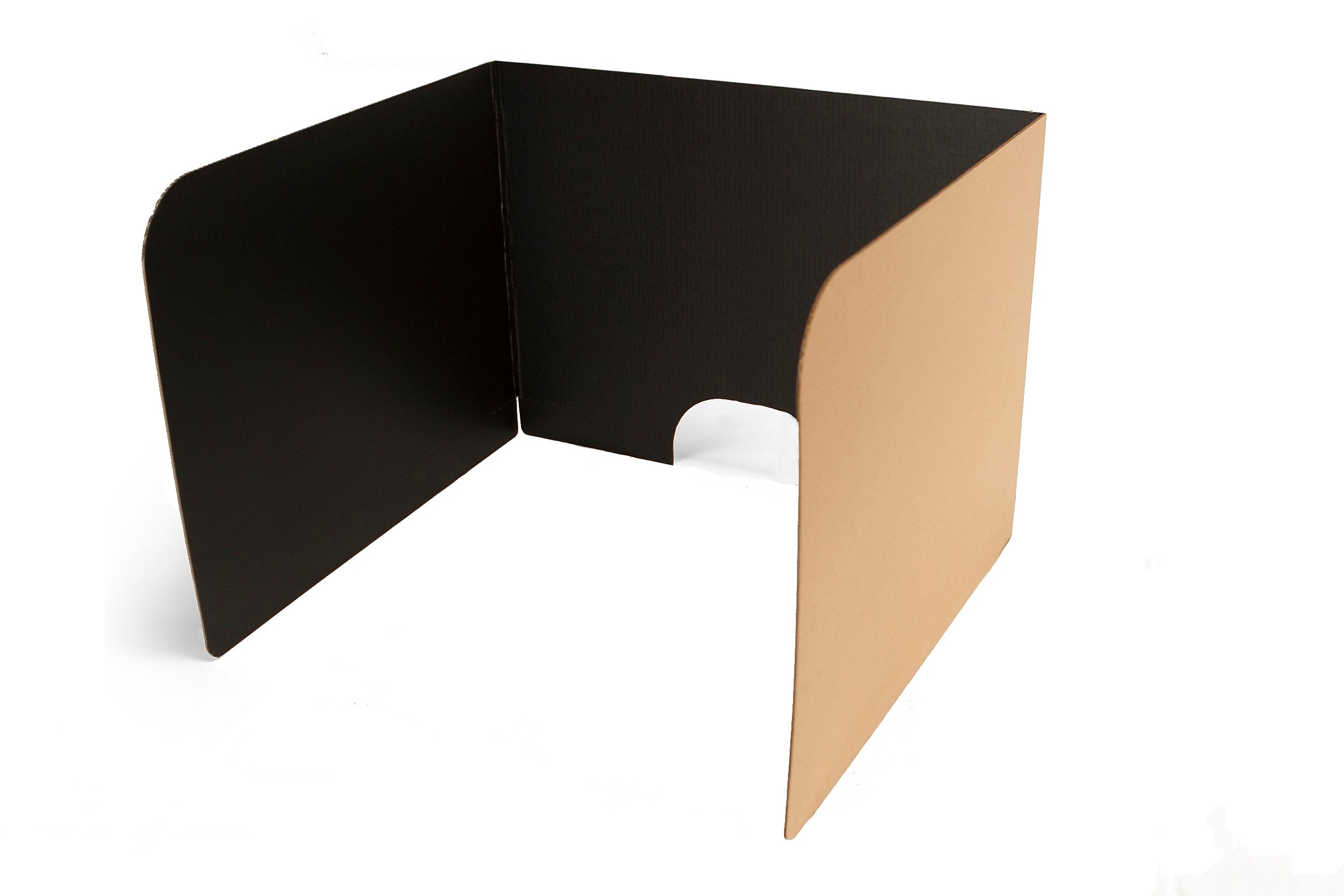 Classroom Products Foldable Cardboard Freestanding Privacy Shield, 19"H x 26"W, Black/Kraft, 20/Box (1920 BK)