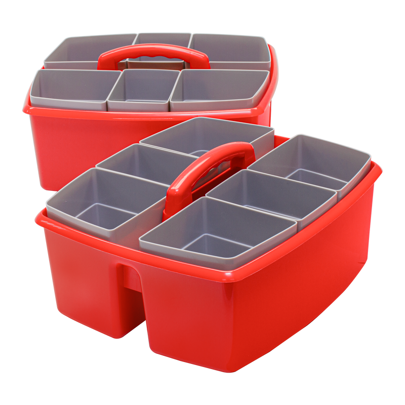Storex Large Caddy with Sorting Cups, Red, 2 Pack (00981U02C)