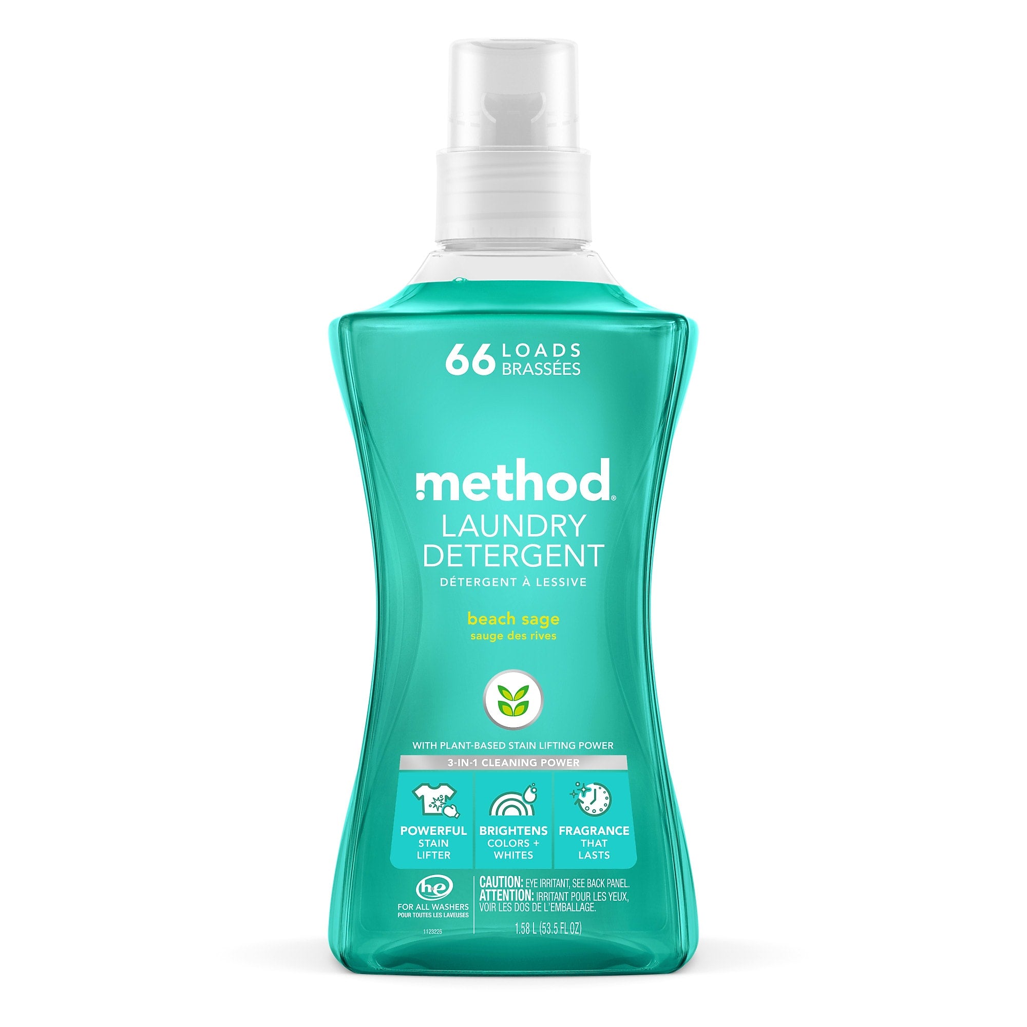 Method HE Liquid Laundry Detergent, 66 Loads, 53.5 oz., 4/Carton (MTH01489)
