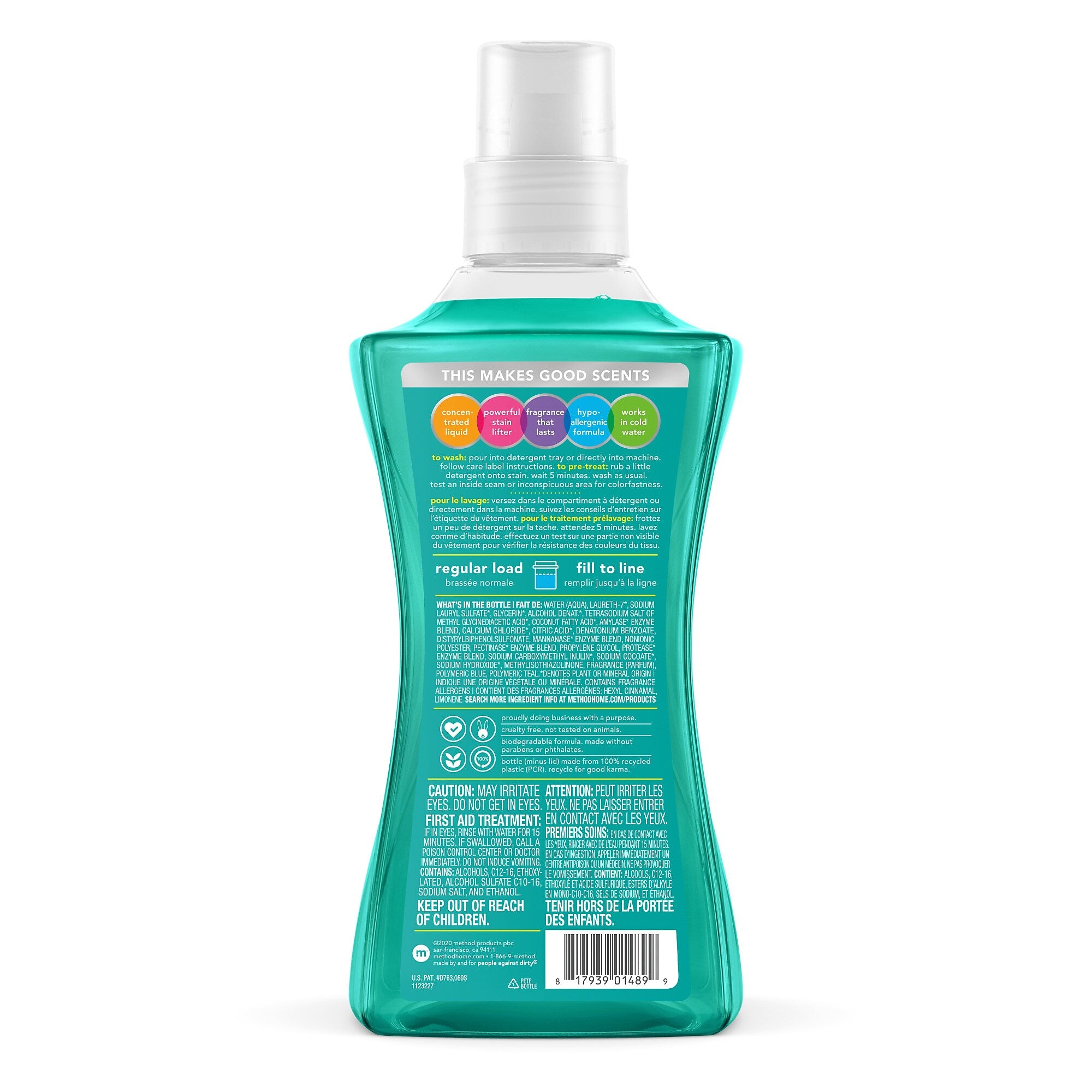 Method HE Liquid Laundry Detergent, 66 Loads, 53.5 oz., 4/Carton (MTH01489)