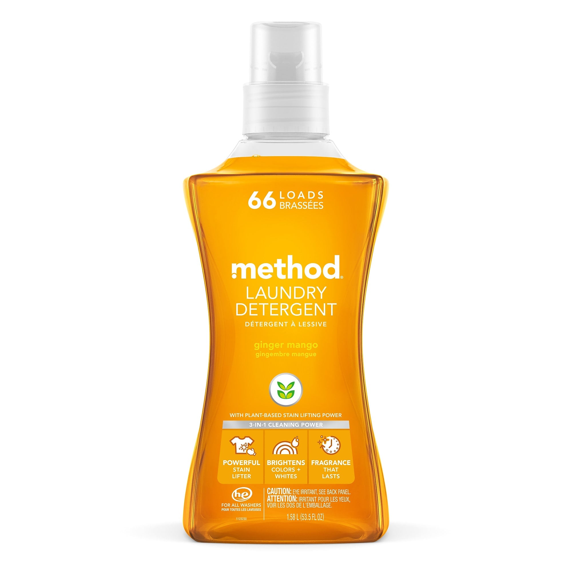 Method HE Liquid Laundry Detergent, 66 Loads, 53.5 oz., 4/Carton (MTH01490)