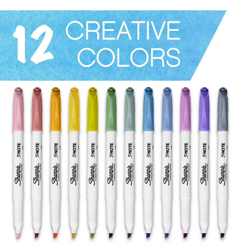 Sharpie S-Note Creative Marker, Chisel Tip, Assorted, 12/Pack (SAN2158060)