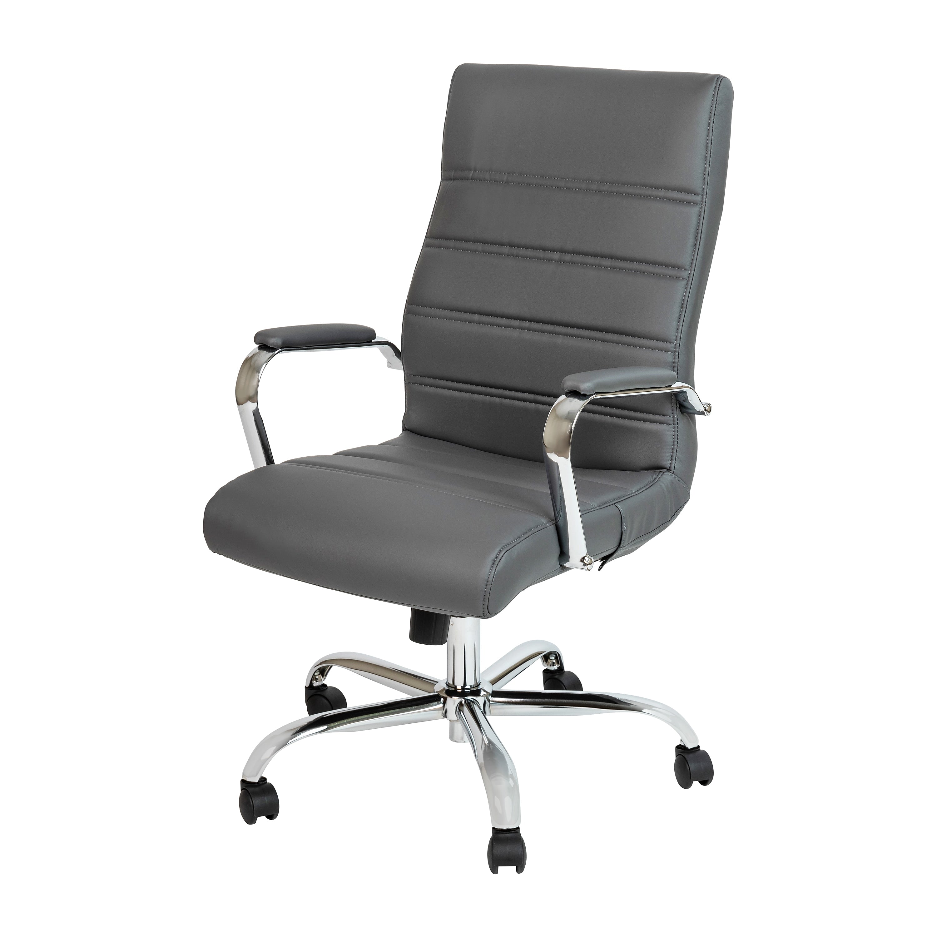 Flash Furniture Whitney Ergonomic LeatherSoft Swivel High Back Executive Office Chair, Gray/Chrome (GO2286HGR)