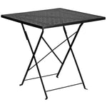 Flash Furniture Oia Commercial Grade Square Indoor-Outdoor Steel Folding Patio Table, 28" Black (CO1BK)