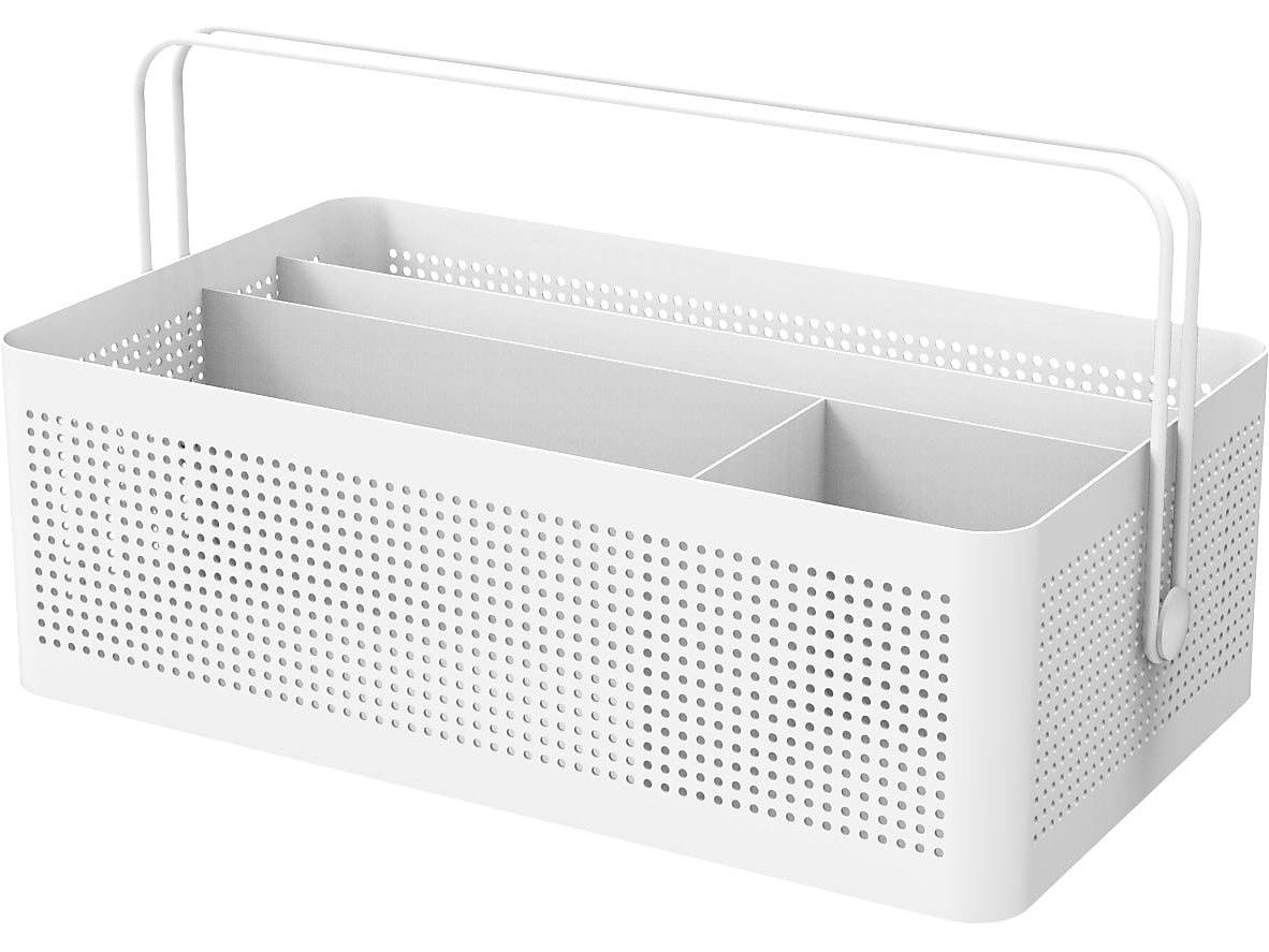 U Brands Perforated 4-Compartment Metal Desktop Caddy, White (5720U00-04)