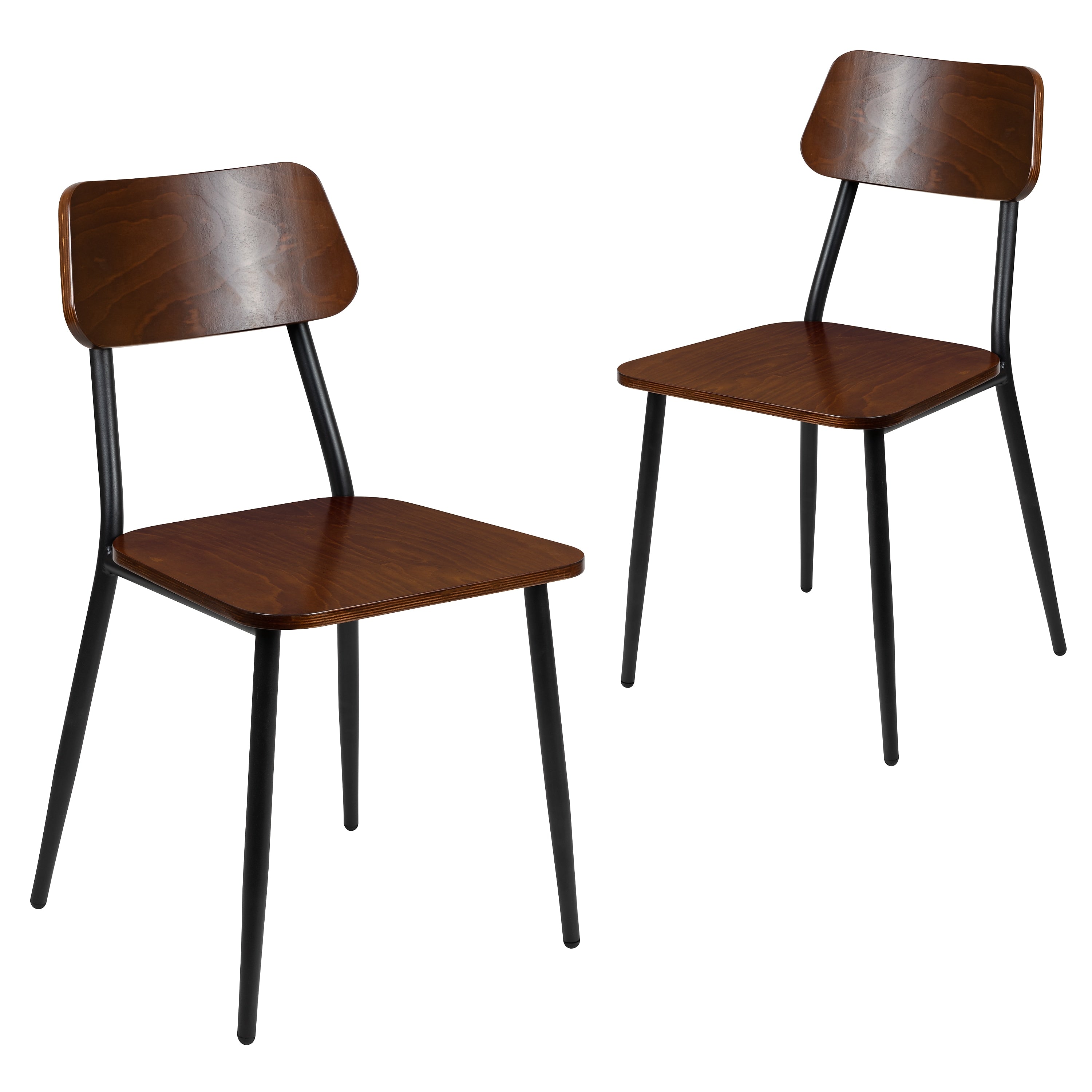 Flash Furniture Lincoln Industrial Steel/Wood Dining Chair, Gunmetal/Rustic Wood, 2/Pack (2XUDG60725)