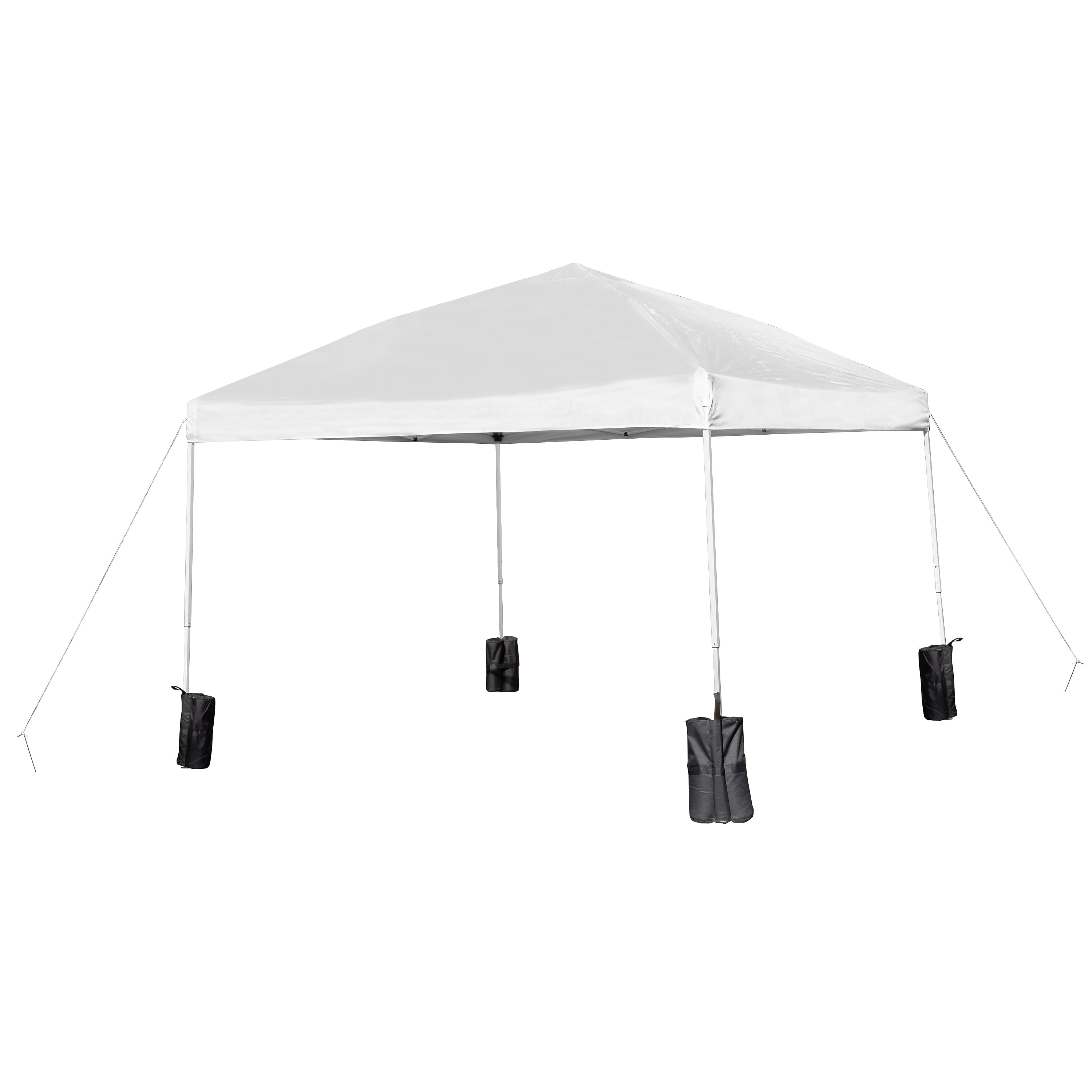 Flash Furniture 10'x10' Pop Up Event Straight Leg Canopy Tent with Sandbags and Wheeled Case, White (JJGZ1010PKGWH)