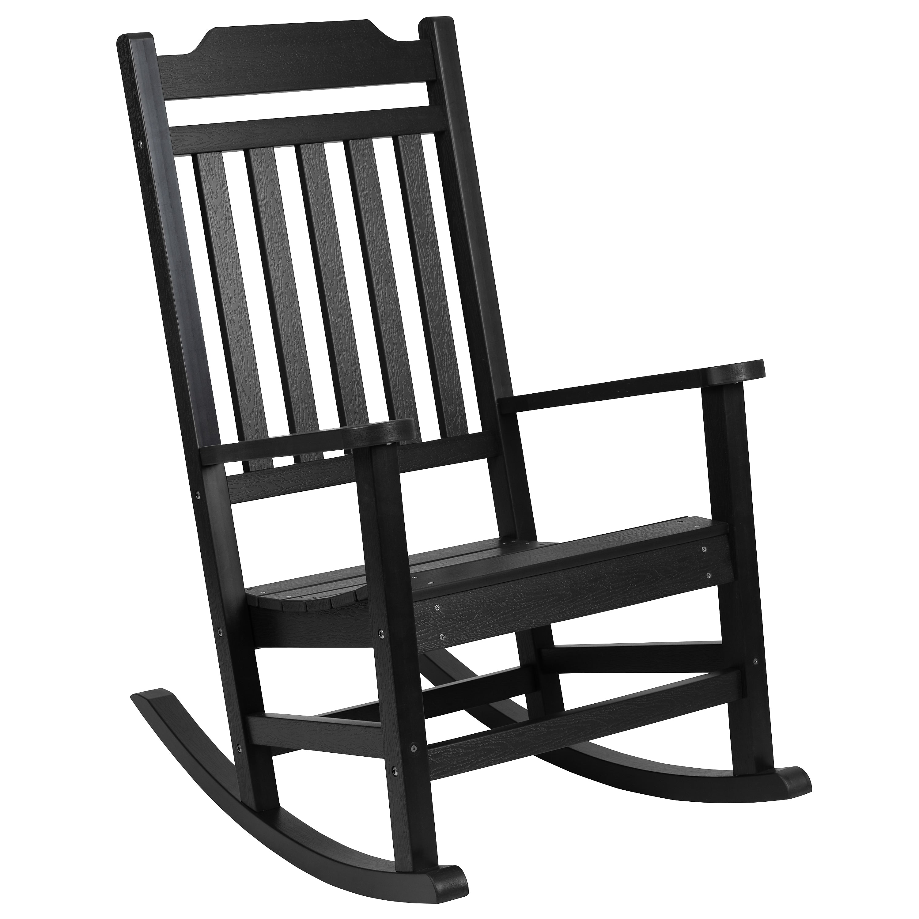 Flash Furniture Winston All-Weather Poly Resin Rocking Chair, Black (JJC14703BK)