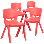 Flash Furniture Whitney Plastic Student Stackable Chair, Red, 4 Pack (4YUYCX4005RED)