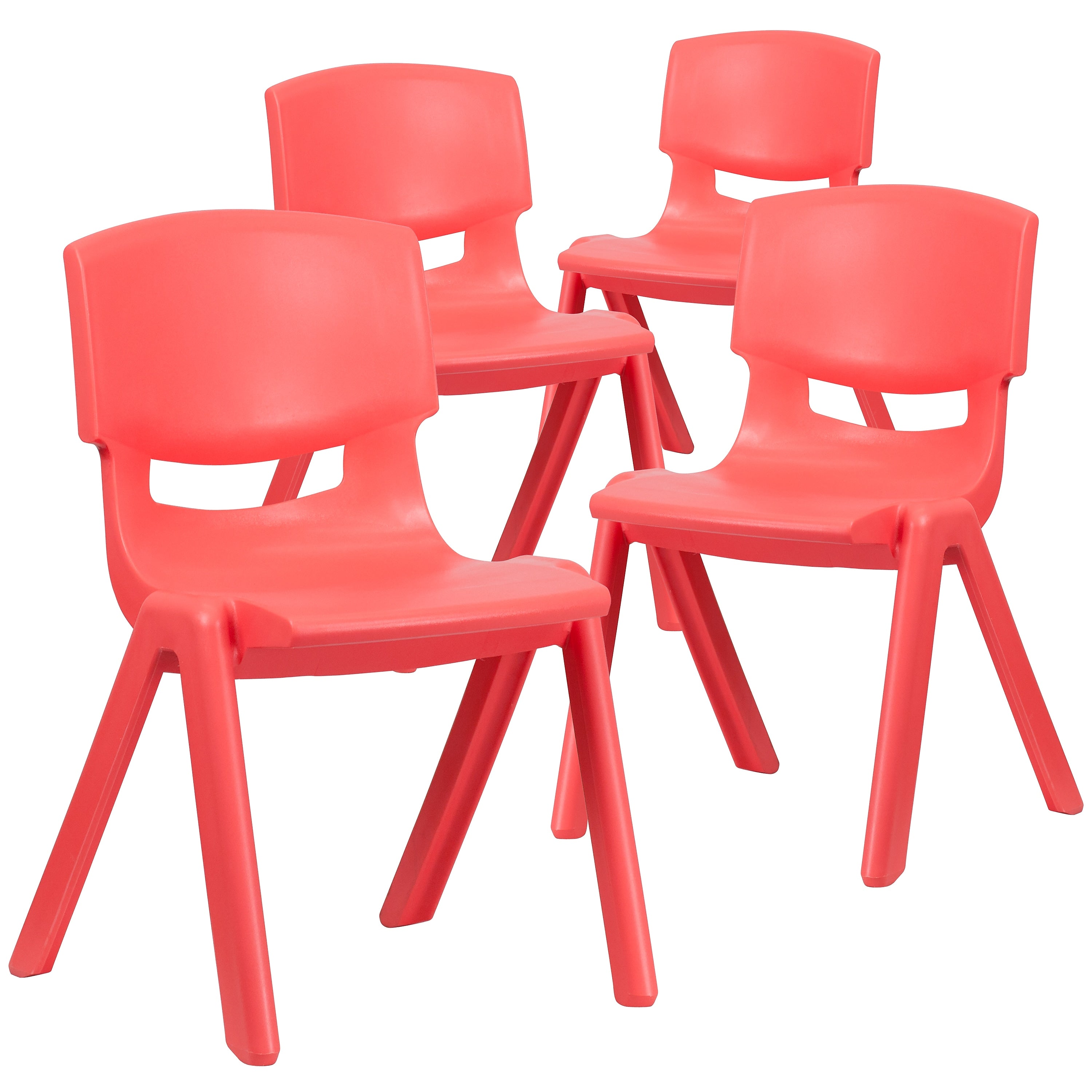 Flash Furniture Whitney Plastic Student Stackable Chair, Red, 4 Pack (4YUYCX4005RED)