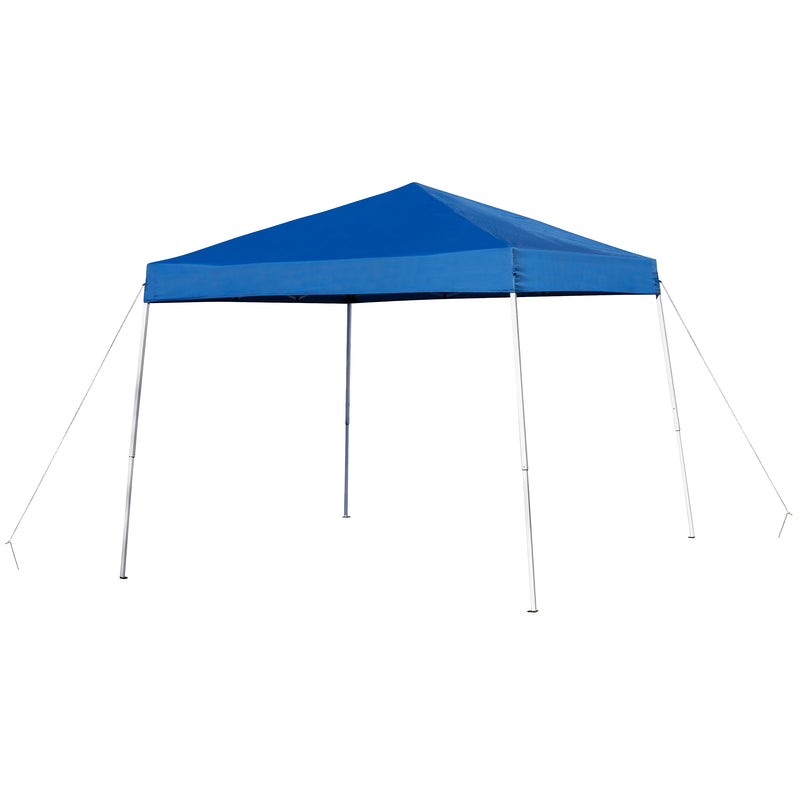 Flash Furniture 8'x8' Outdoor Pop Up Event Slanted Leg Canopy Tent with Carry Bag, Blue (JJGZ88BL)