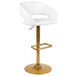 Flash Furniture Contemporary Vinyl Cutout Back Barstool, Adjustable Height, White (CH122070WHG)