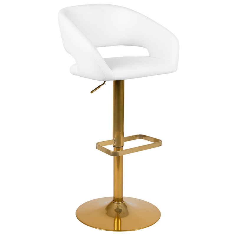 Flash Furniture Contemporary Vinyl Cutout Back Barstool, Adjustable Height, White (CH122070WHG)