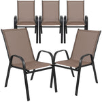 Flash Furniture Brazos Series Outdoor Stack Chair, Brown, 5-Pieces (5JJ303CB)