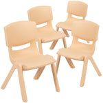 Flash Furniture Plastic School Chair with 10.5" Seat Height, Natural, 4-Pieces (4YUYCX4003NAT)