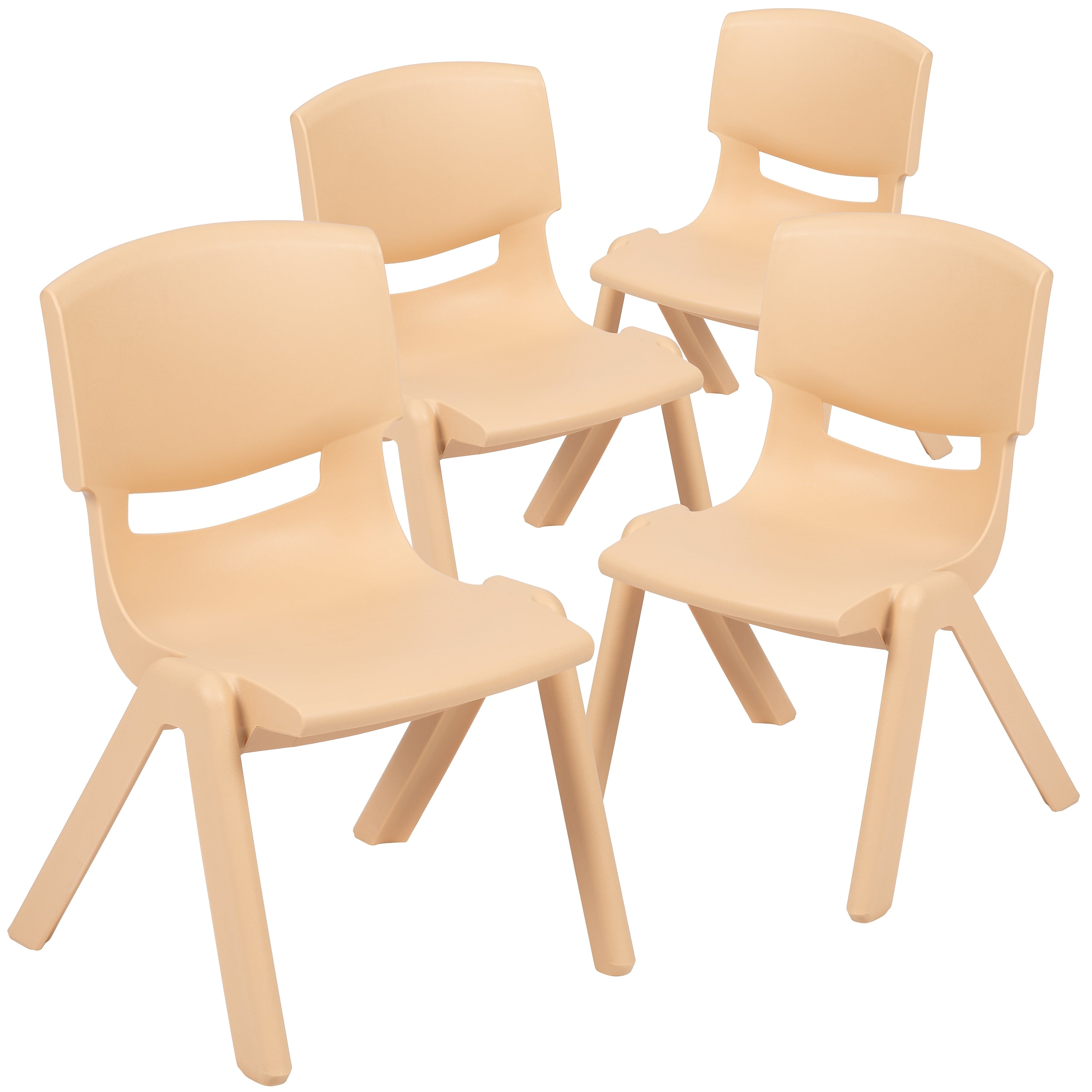 Flash Furniture Plastic School Chair with 10.5" Seat Height, Natural, 4-Pieces (4YUYCX4003NAT)