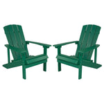 Flash Furniture Charlestown All-Weather Poly Resin Wood Adirondack Chairs, Green, 2/Pack (2JJC14501GRN)