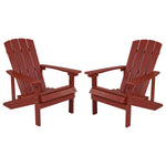 Flash Furniture Charlestown All-Weather Poly Resin Wood Adirondack Chairs, Red, 2/Pack (2JJC14501RED)