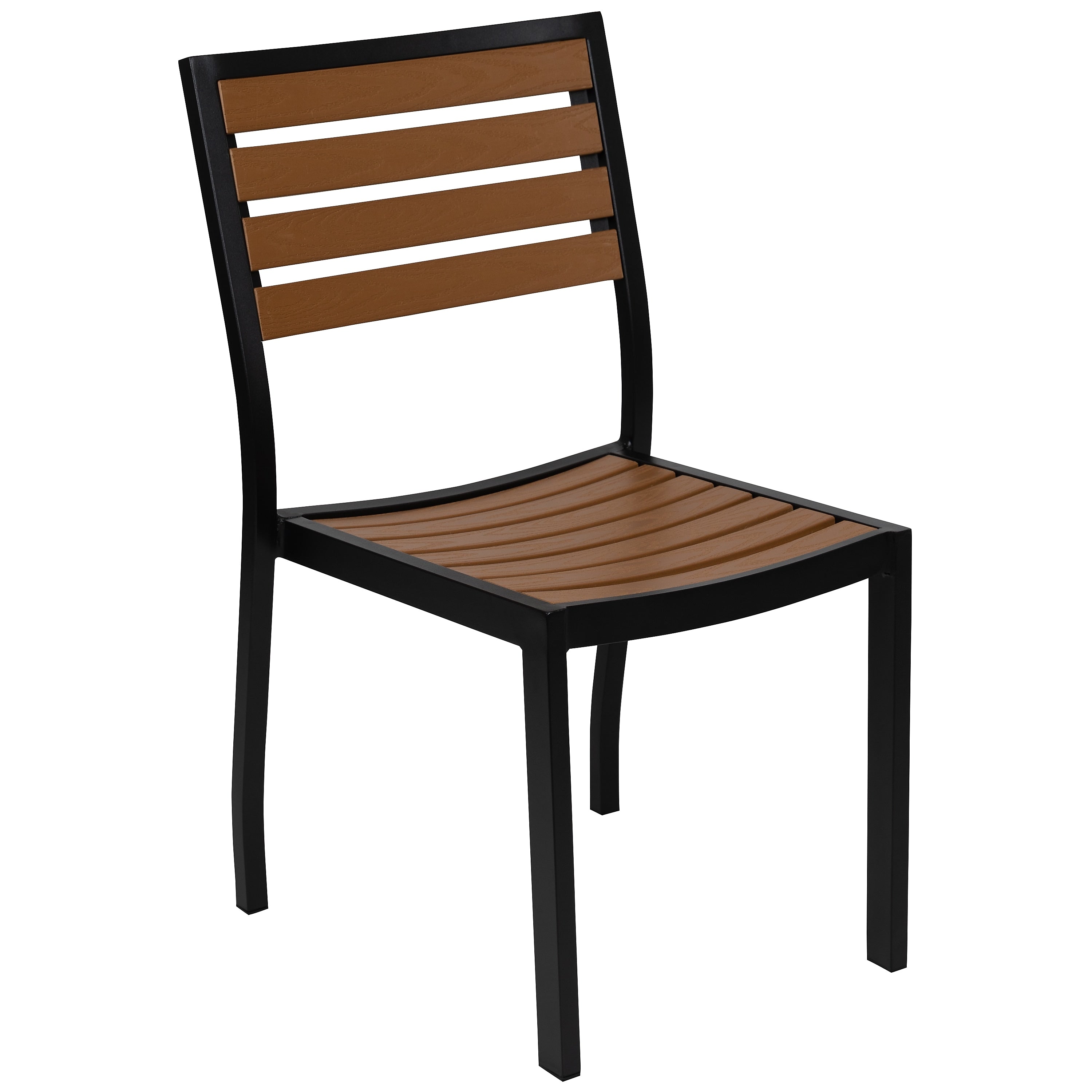Flash Furniture Outdoor Side Chair with Faux Teak Poly Slats (XUDGHW6036)