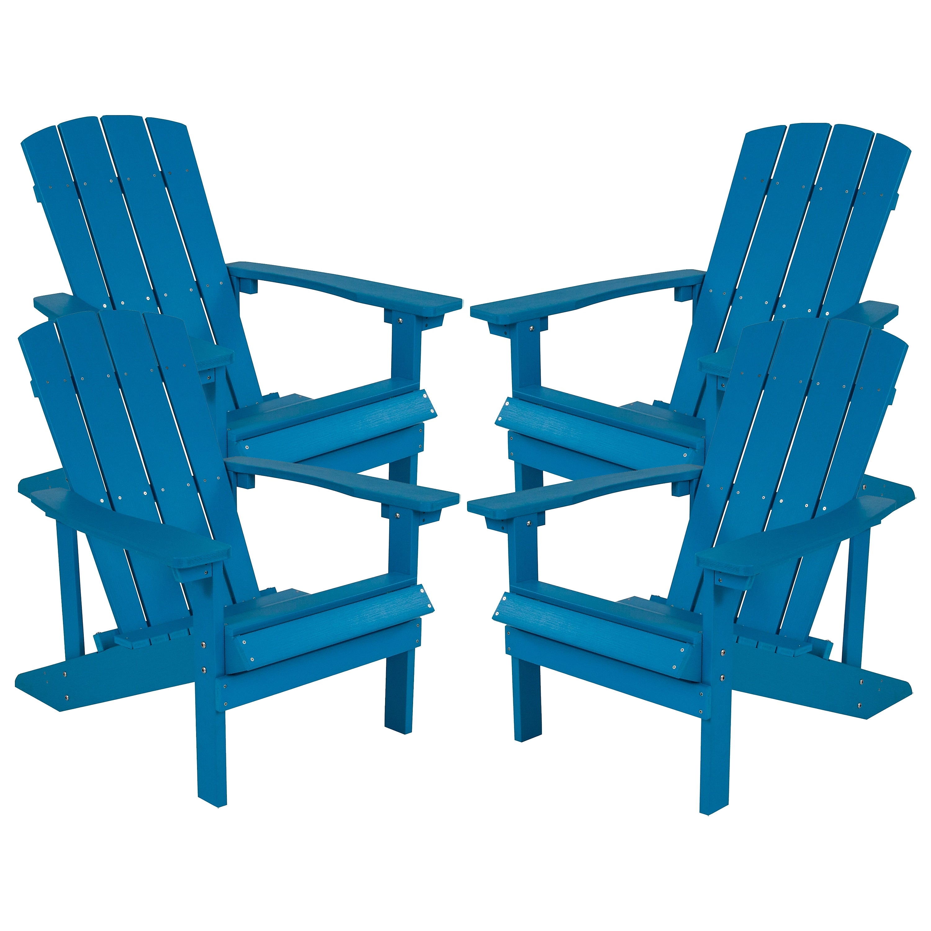 Flash Furniture Charlestown All-Weather Poly Resin Wood Adirondack Chairs, Blue, 4/Pack (4JJC14501BLU)