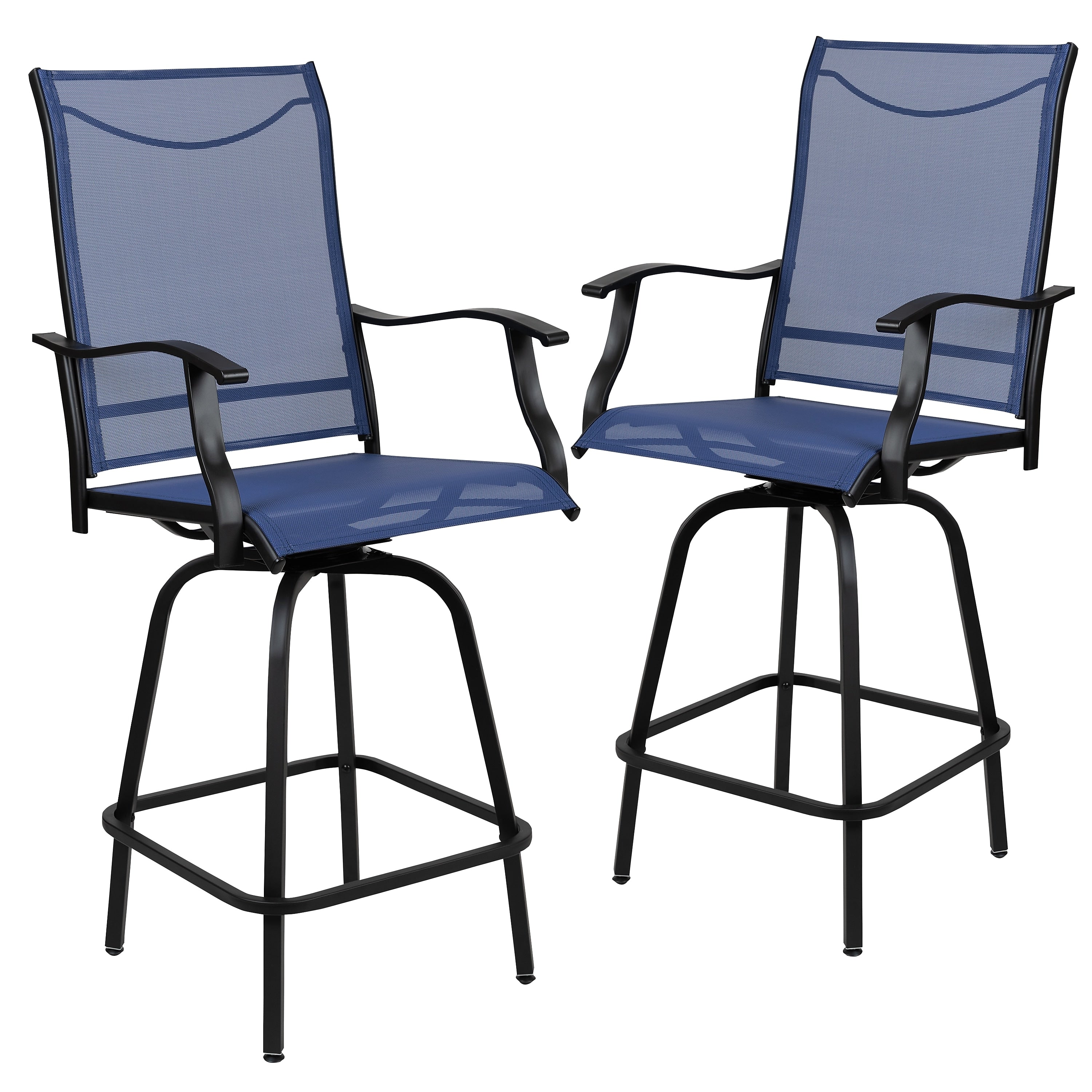Flash Furniture Valerie All-Weather Textilene Swivel Patio Stools, Navy, 2/Pack (2ETSWVLPTO30NV)