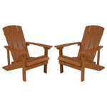 Flash Furniture Charlestown All-Weather Poly Resin Wood Adirondack Chairs, Teak, 2/Pack (2JJC14501TEAK)