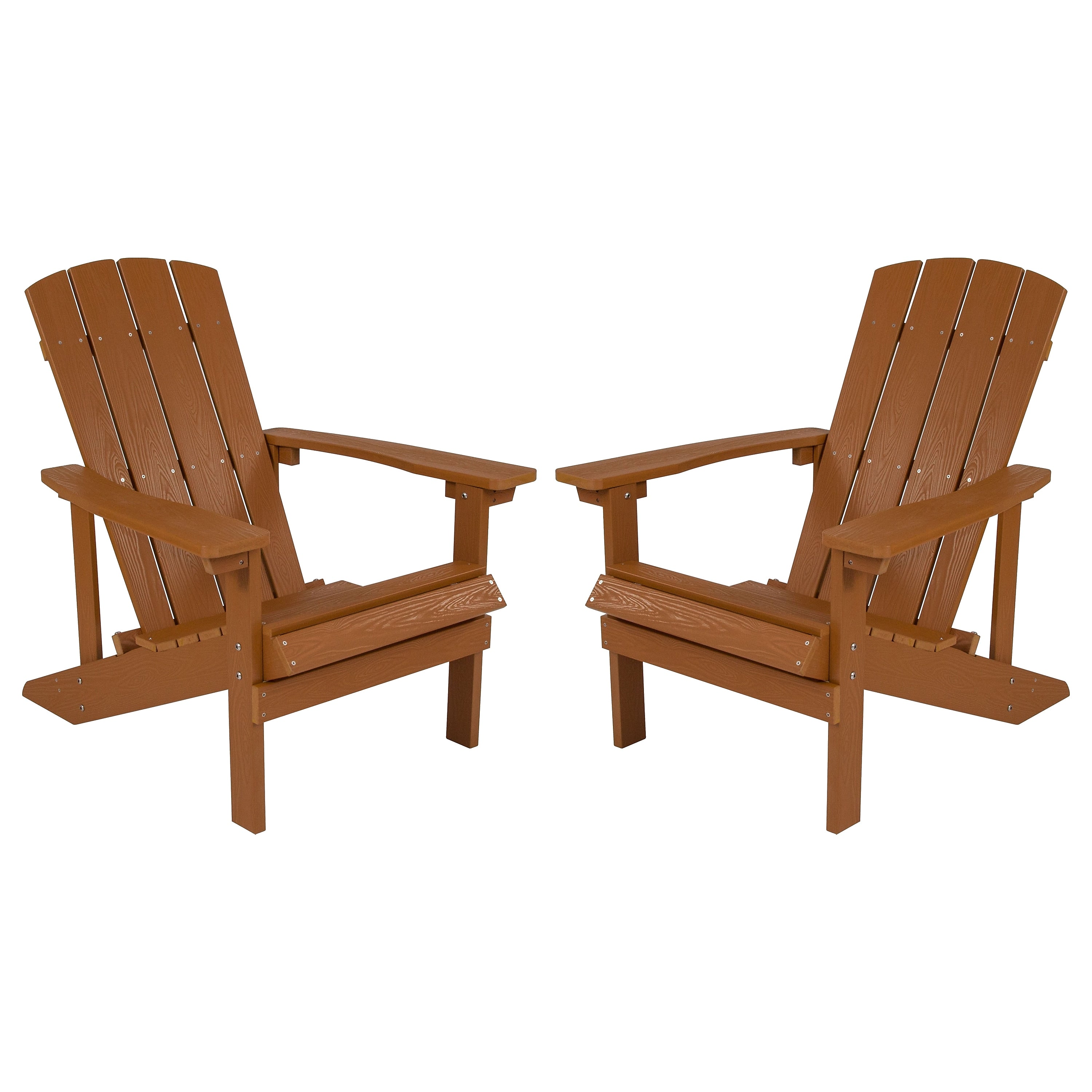 Flash Furniture Charlestown All-Weather Poly Resin Wood Adirondack Chairs, Teak, 2/Pack (2JJC14501TEAK)