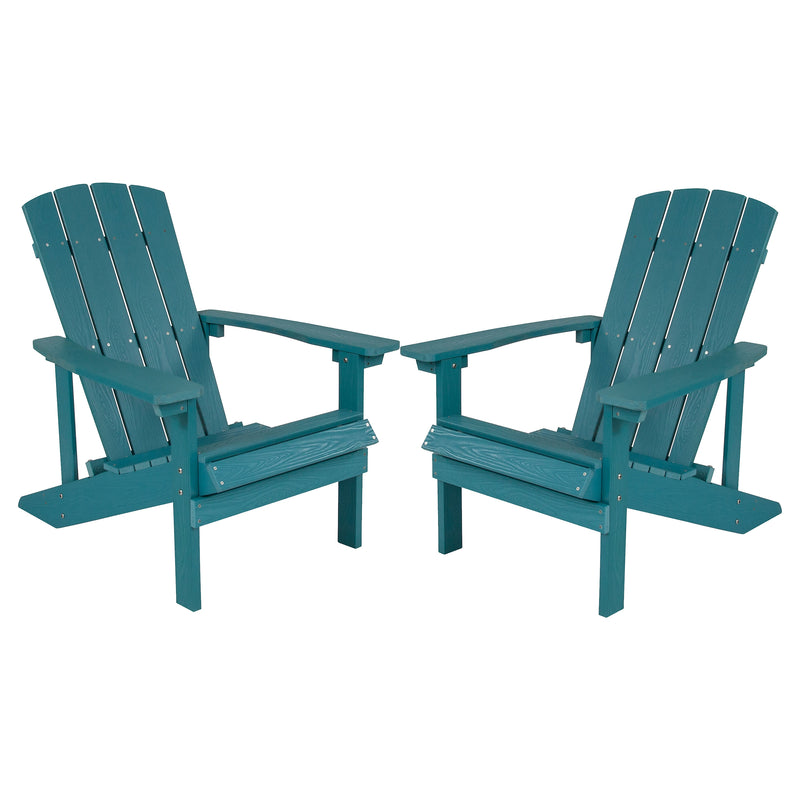 Flash Furniture Charlestown All-Weather Poly Resin Wood Adirondack Chairs, Sea Foam, 2/Pack (2JJC14501SFM)
