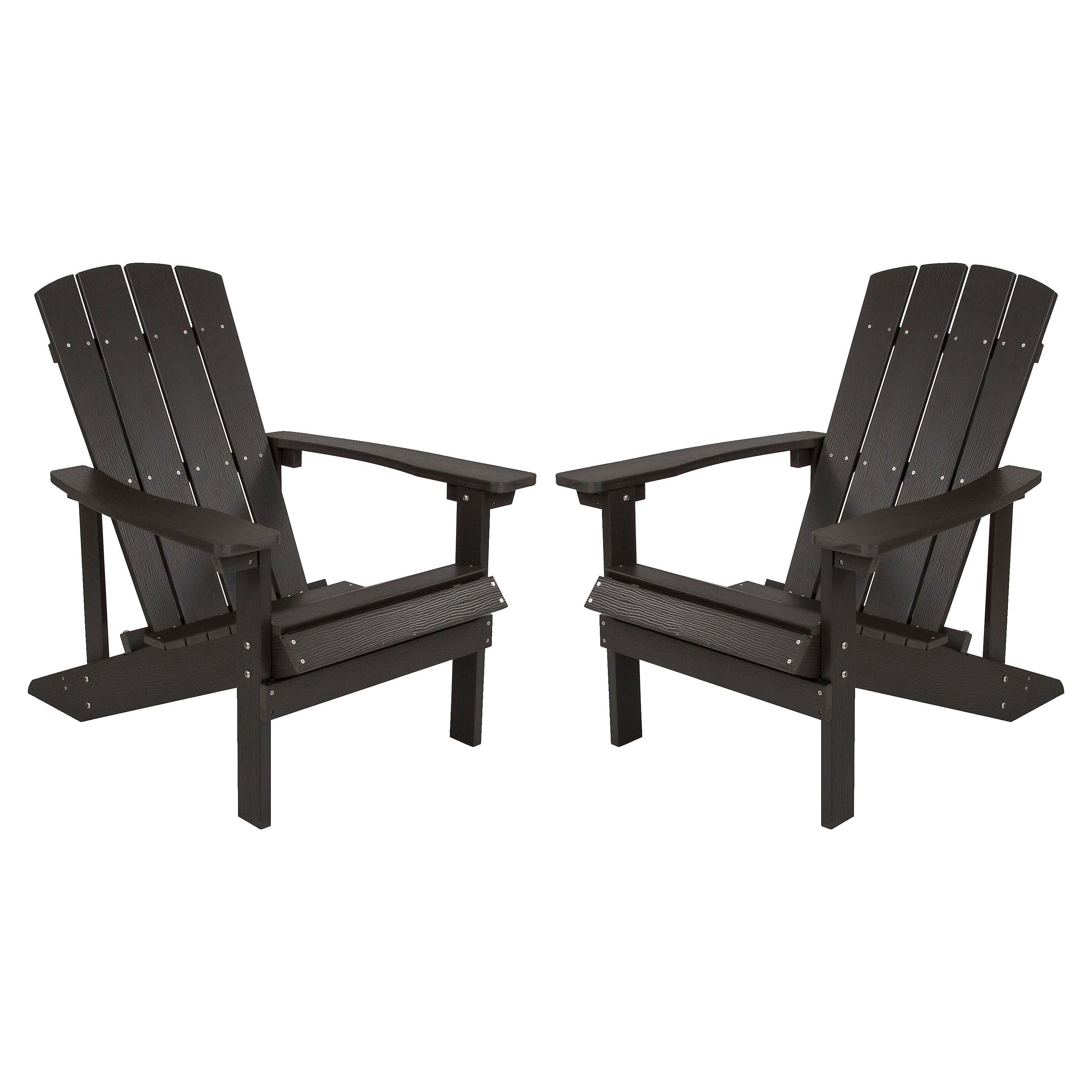 Flash Furniture Charlestown All-Weather Poly Resin Wood Adirondack Chairs, Slate Gray, 2/Pack (2JJC14501SLT)