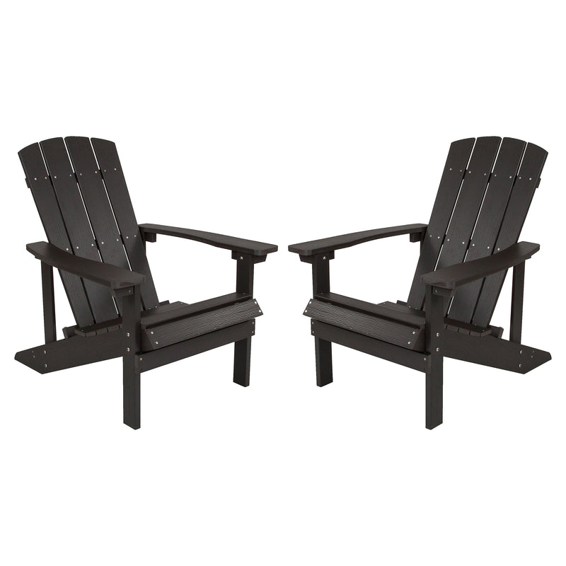 Flash Furniture Charlestown All-Weather Poly Resin Wood Adirondack Chairs, Slate Gray, 2/Pack (2JJC14501SLT)