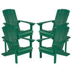 Flash Furniture Charlestown All-Weather Poly Resin Wood Adirondack Chairs, Green, 4/Pack (4JJC14501GRN)