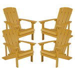 Flash Furniture Charlestown All-Weather Poly Resin Wood Adirondack Chairs, Yellow, 4/Pack (4JJC14501YLW)